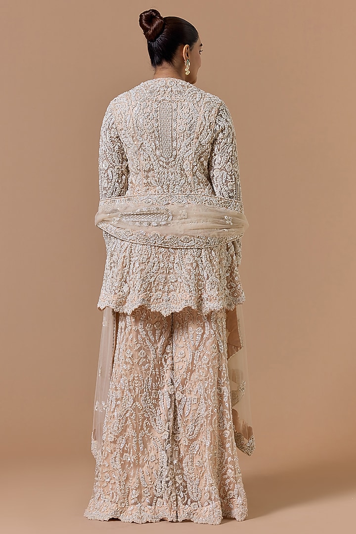 Blush Pink Satin Sequins Embroidered Bridal Sharara Set by NITIKA GUJRAL at Pernia's Pop Up Shop