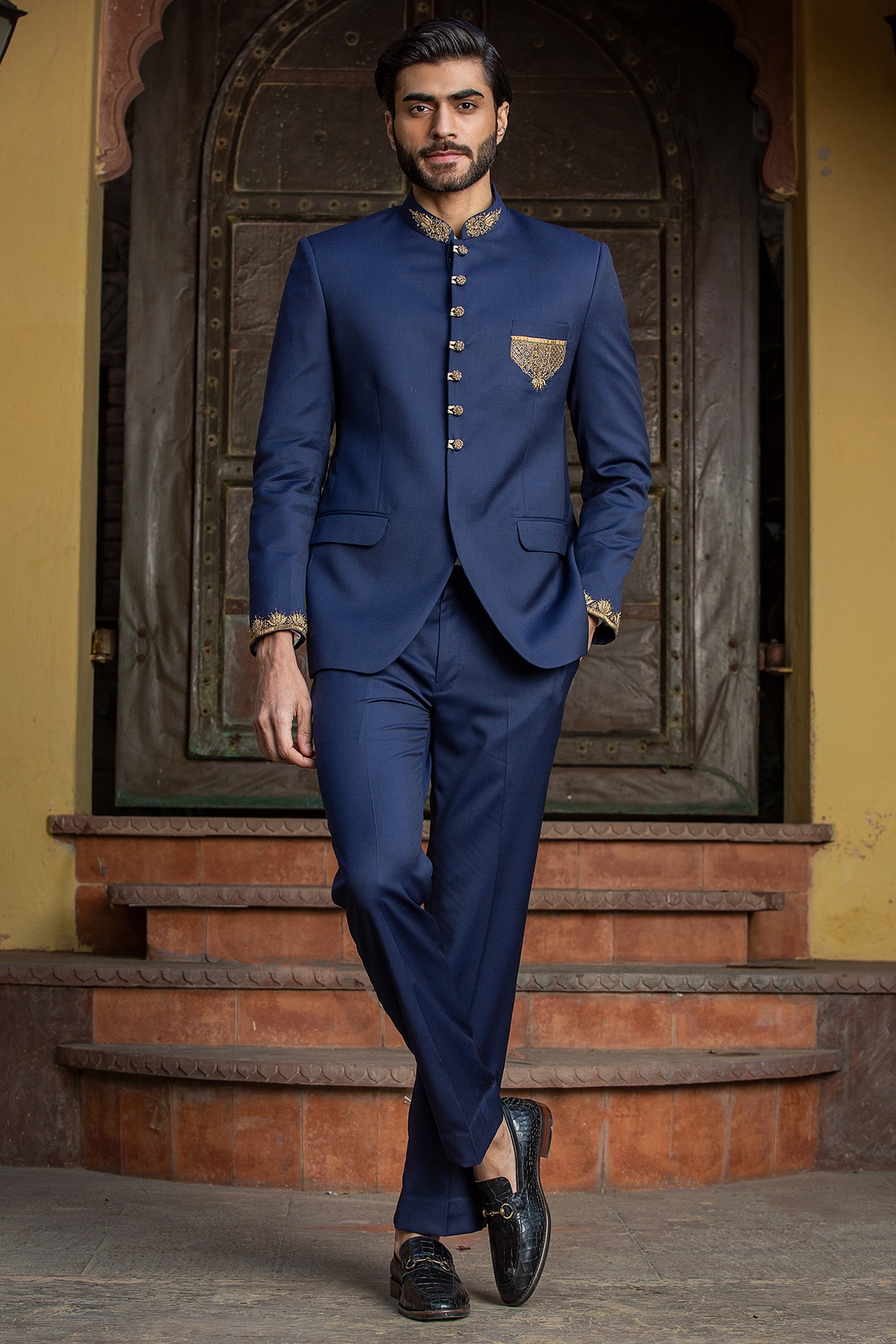 Designer Handmade Navy Blue Color Jodhpuri Bandgala Suit for Men for  Wedding Party Reception and Events and Festive - Etsy Denmark
