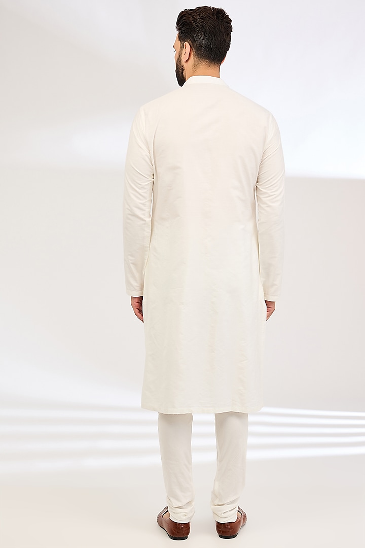 Ivory Raw Silk Embroidered Groom Sherwani Set by NITIKA GUJRAL MEN at Pernia's Pop Up Shop