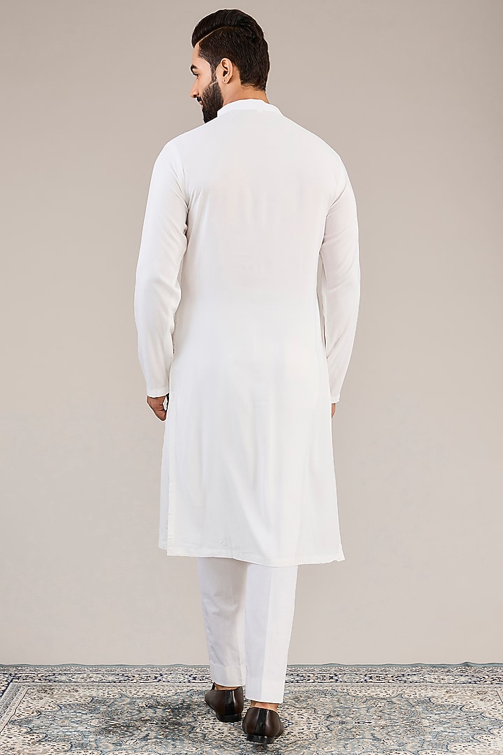 Ivory Raw Silk Resham & Cutdana Embroidered Groom Sherwani Set by NITIKA GUJRAL MEN at Pernia's Pop Up Shop