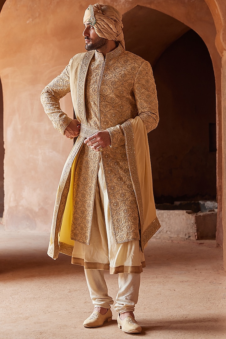 Golden Sherwani Sherwani Design For Groom 2018 Fashion Sherwani
