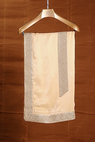 Gold Silk Embroidered Stole With Belt by NITIKA GUJRAL MEN