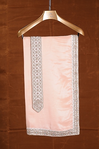 Rose Pink Silk Embroidered Stole With Belt by NITIKA GUJRAL MEN