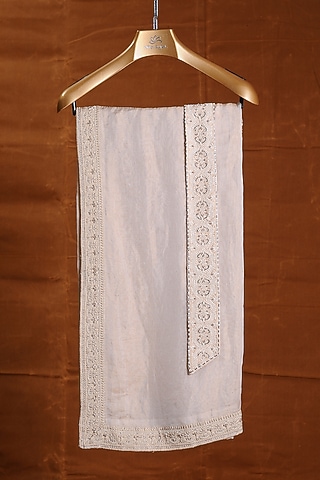 Light Beige Tissue Embroidered Stole With Belt by NITIKA GUJRAL MEN