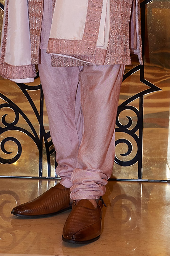 Mulberry Ombre Raw Silk Crystal Embroidered Groom Sherwani Set by NITIKA GUJRAL MEN at Pernia's Pop Up Shop