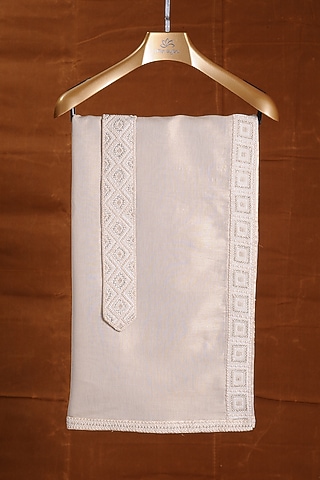 Rose Gold Tissue Embroidered Stole With Belt by NITIKA GUJRAL MEN