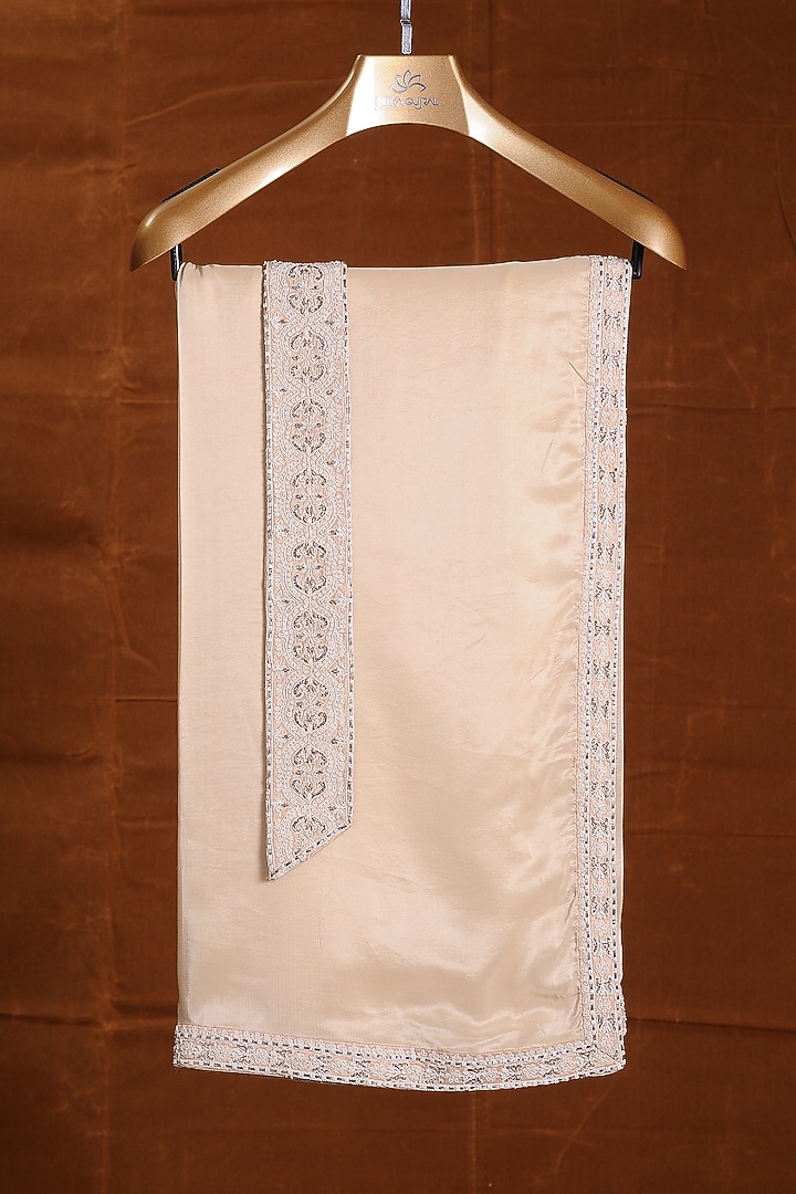 Peach Dupion Silk Beadwork Groom Sherwani Set by NITIKA GUJRAL MEN at Pernia's Pop Up Shop