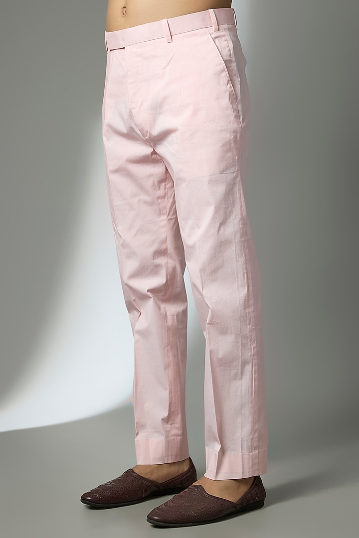 Pink Raw Silk & Cotton Silk Geometric Embroidered Groom Sherwani Set by NITIKA GUJRAL MEN at Pernia's Pop Up Shop