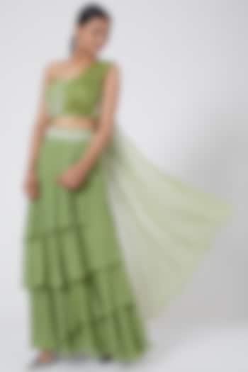 Mint Green Embroidered Skirt Set by Nayna Kapoor