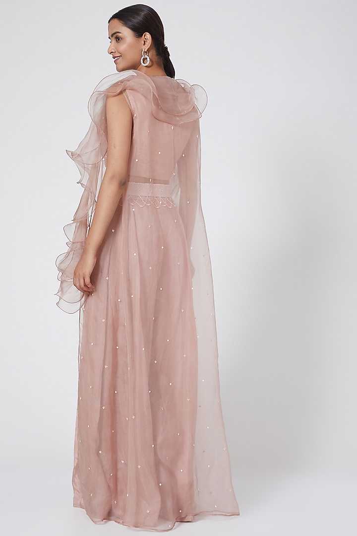 Blush Pink Embellished Skirt Set by Nayna Kapoor at Pernia's Pop Up Shop