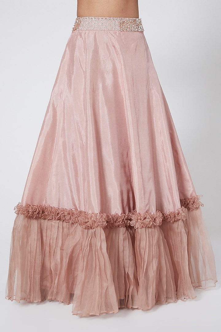Blush Pink Embroidered Skirt Set by Nayna Kapoor at Pernia's Pop Up Shop