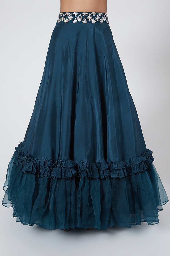 Blue Embroidered Skirt Set by Nayna Kapoor at Pernia's Pop Up Shop