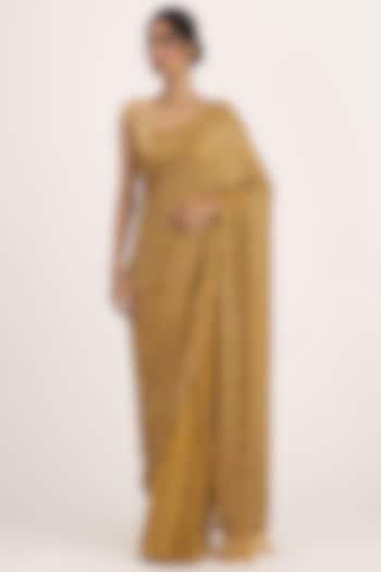 Gold Embroidered Saree Set by Nakul Sen