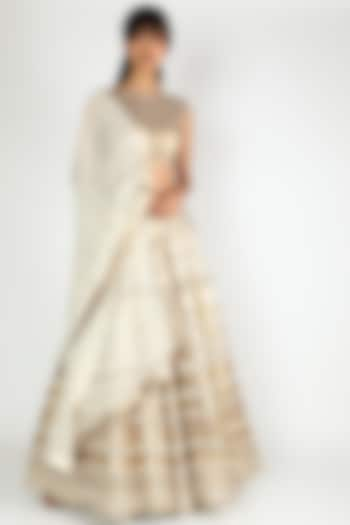 Ivory Bridal Lehenga Set With Sequins Work by Nakul Sen at Pernia's Pop Up Shop