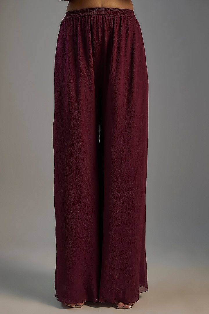 Wine Chiffon Sequins Embroidered Kaftan Set by Nakul Sen at Pernia's Pop Up Shop