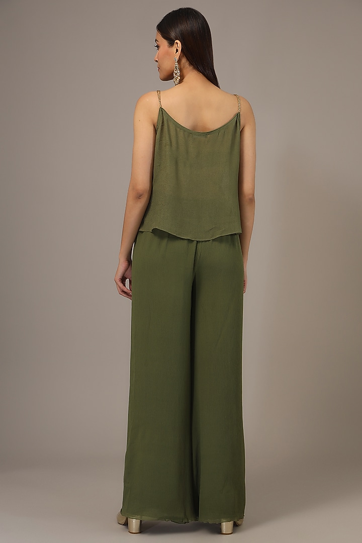 Army Gold Chiffon Sequins Embroidered Kaftan Set by Nakul Sen at Pernia's Pop Up Shop