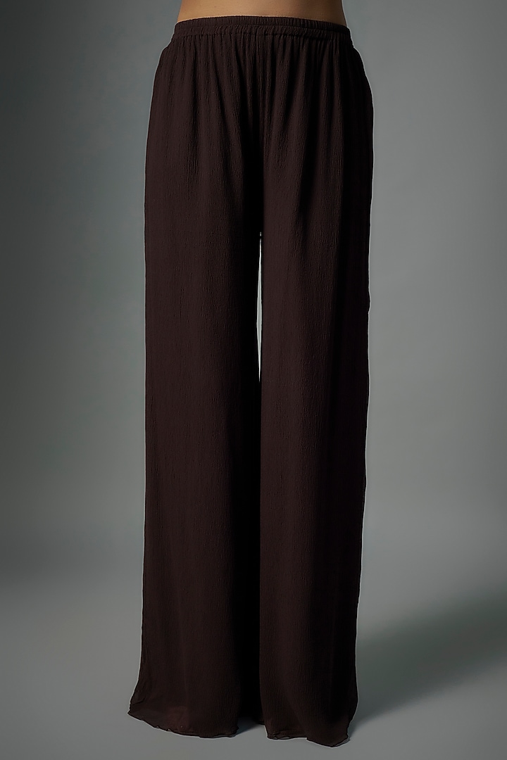 Coffee Brown Chiffon Sequins Embroidered Kaftan Set by Nakul Sen at Pernia's Pop Up Shop