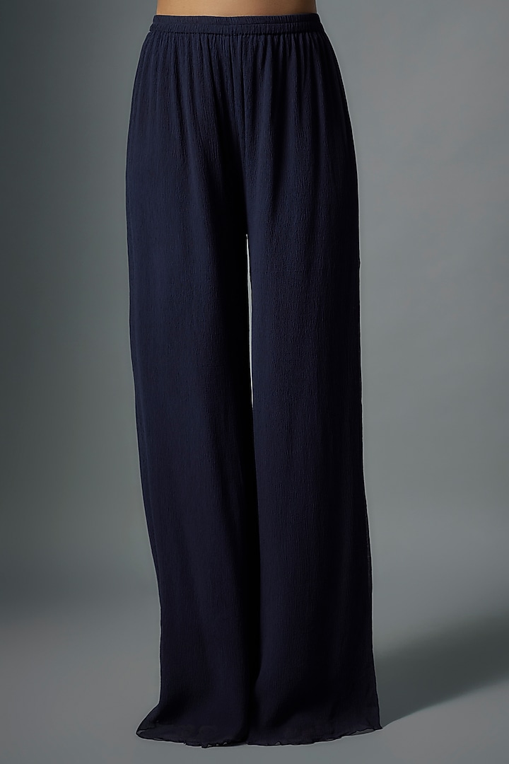 Navy Blue Chiffon Sequins Embroidered Kaftan Set by Nakul Sen at Pernia's Pop Up Shop