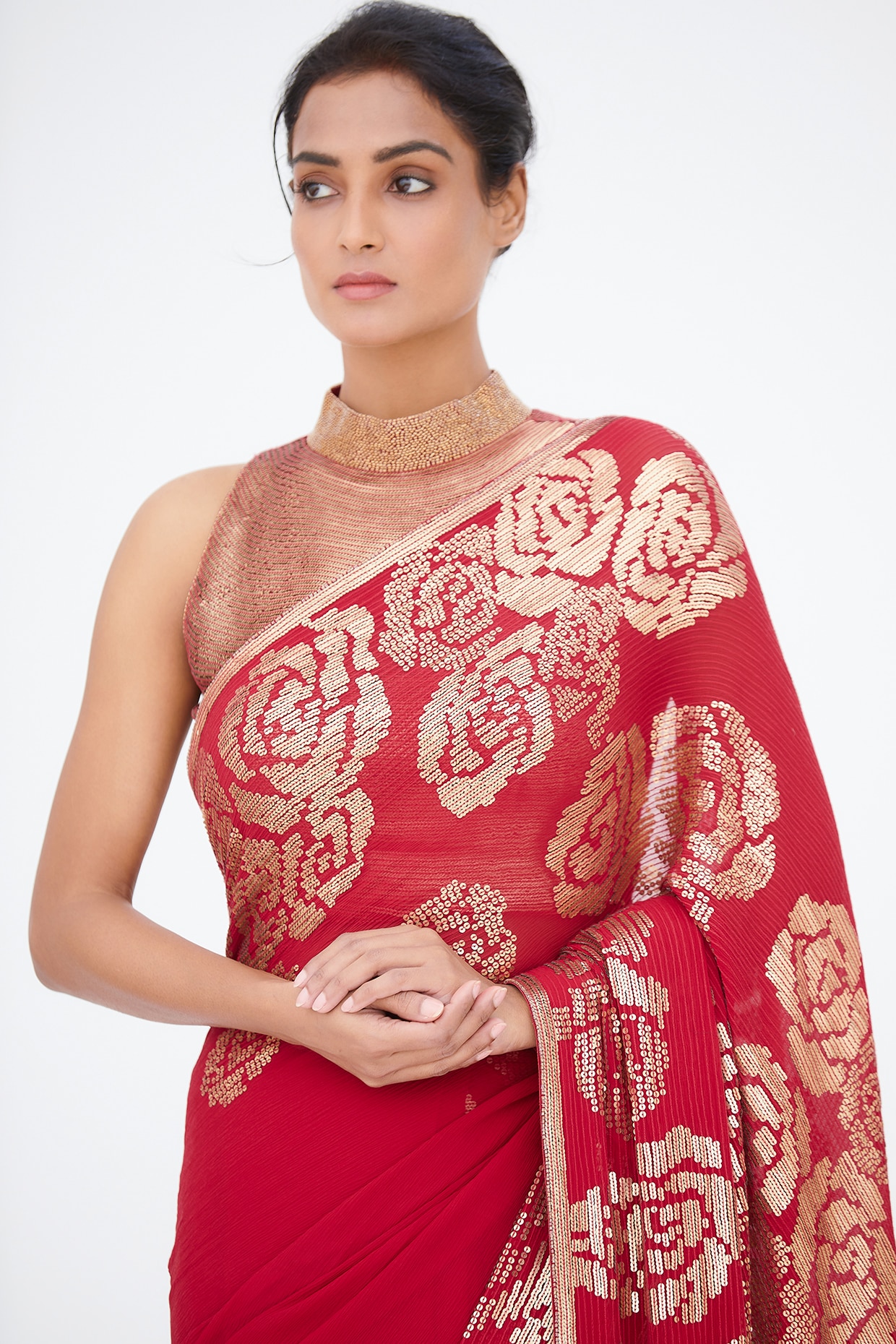 Buy Rose Red Kanjeevaram Silk Saree For Women Online