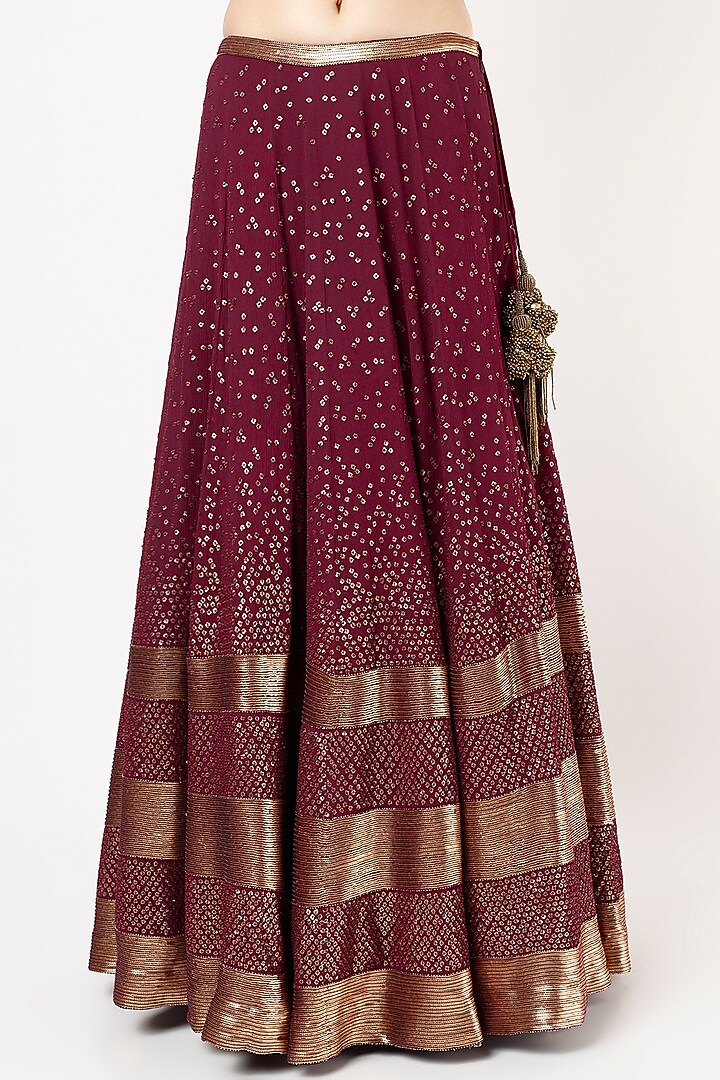 Wine Sequins Embroidered Bridal Lehenga Set by Nakul Sen at Pernia's Pop Up Shop