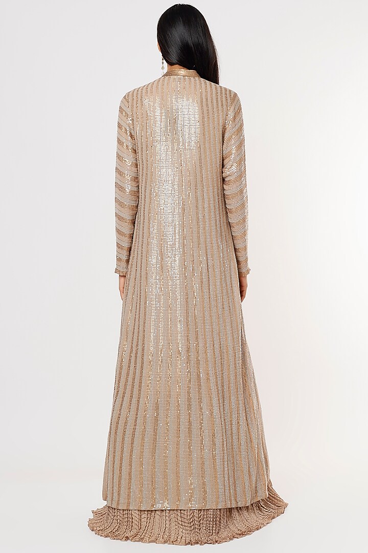 Beige Embroidered Gown With Jacket by Nakul Sen at Pernia's Pop Up Shop