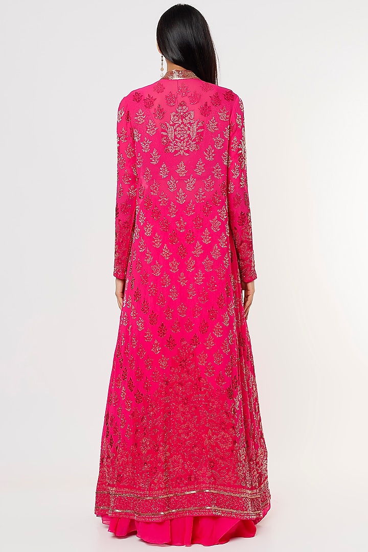 Rani Pink Embroidered Jacket Set by Nakul Sen at Pernia's Pop Up Shop