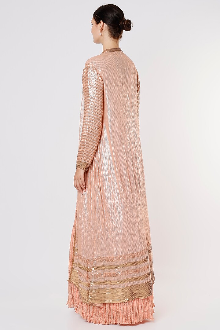 Blush Pink Embroidered Bridal Gown With Jacket by Nakul Sen at Pernia's Pop Up Shop