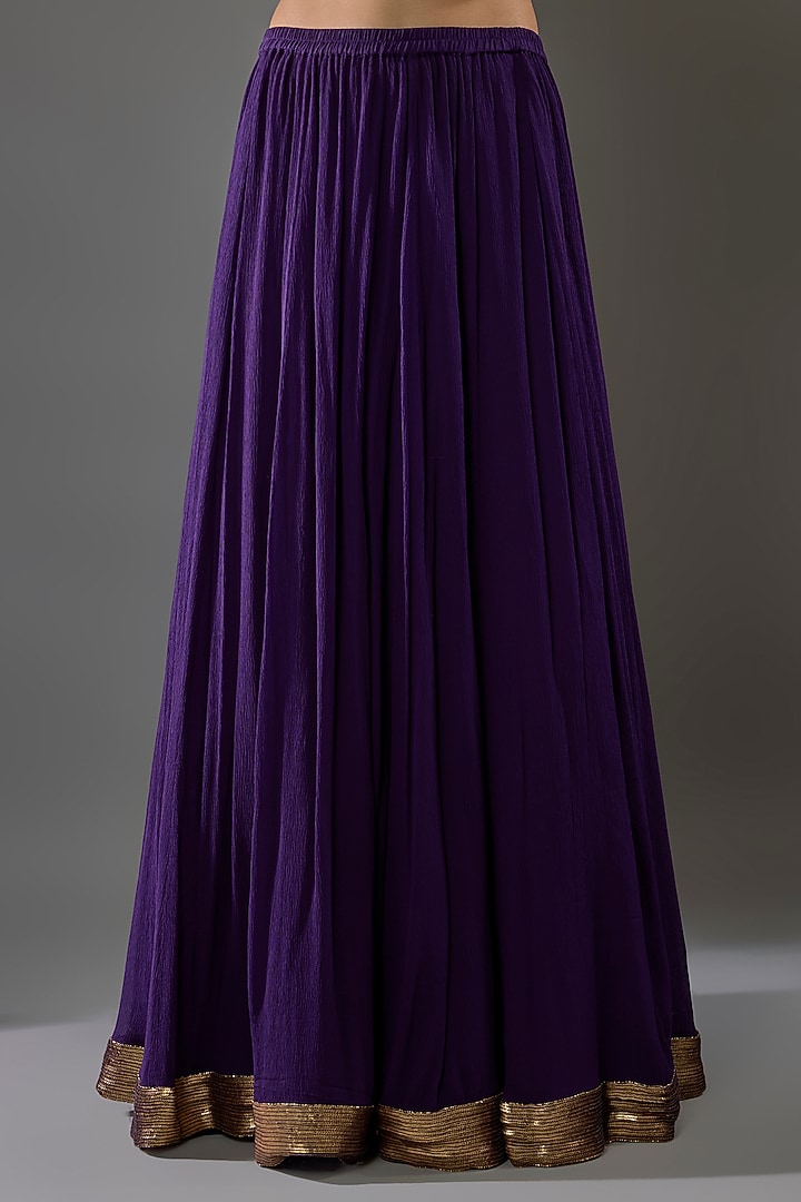 Purple Chiffon Sequins Embroidered Bridal Anarkali Set by Nakul Sen at Pernia's Pop Up Shop