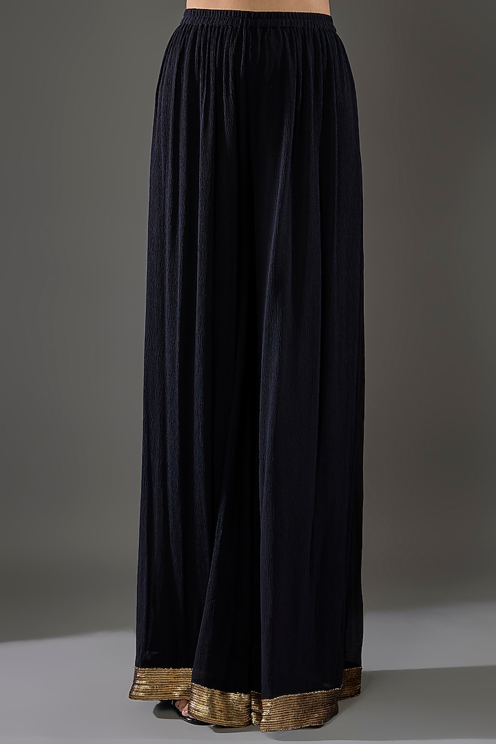 Black Chiffon Sequins Embroidered Kurta Set by Nakul Sen at Pernia's Pop Up Shop