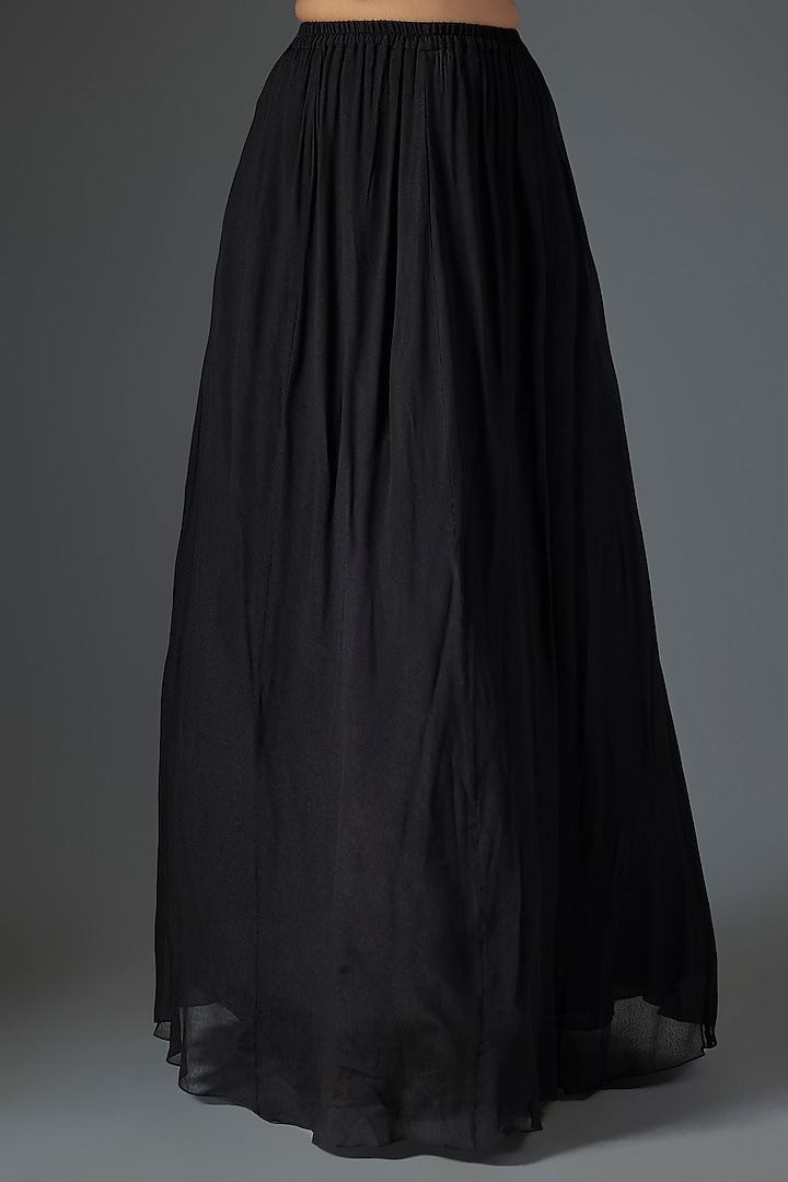 Black Chiffon Thread Embroidered Bridal Anarkali Set by Nakul Sen at Pernia's Pop Up Shop