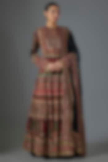 Black Chiffon Thread Embroidered Bridal Anarkali Set by Nakul Sen at Pernia's Pop Up Shop