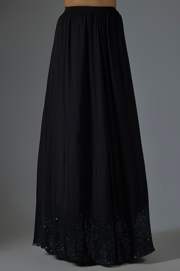 Black Chiffon Thread Embroidered Bridal Anarkali Set by Nakul Sen at Pernia's Pop Up Shop