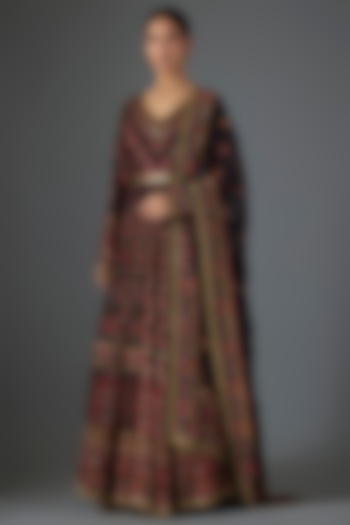 Black Chiffon Thread Embroidered Bridal Anarkali Set by Nakul Sen at Pernia's Pop Up Shop