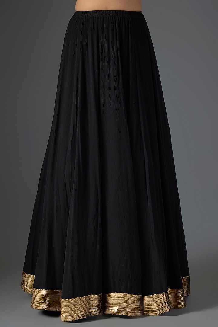Black Chiffon Thread Embroidered Bridal Anarkali Set by Nakul Sen at Pernia's Pop Up Shop
