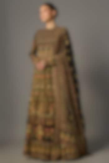 Black Chiffon Thread Embroidered Bridal Anarkali Set by Nakul Sen at Pernia's Pop Up Shop