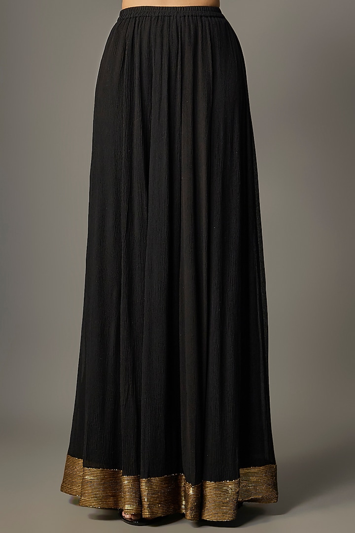 Black Chiffon Thread Embroidered Jacket Set by Nakul Sen at Pernia's Pop Up Shop