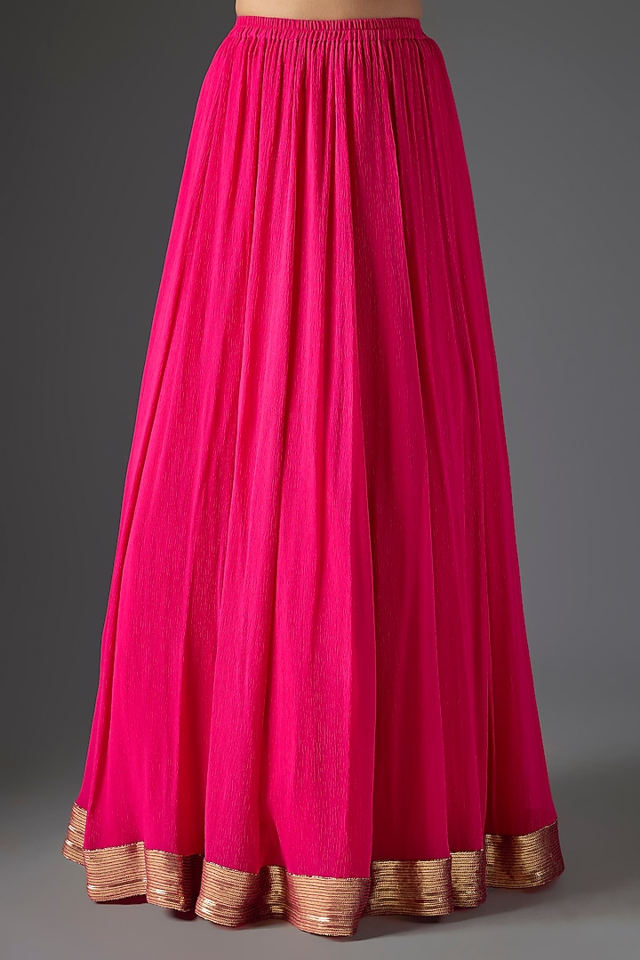 Rani Pink Chiffon Thread Embroidered Bridal Anarkali Set by Nakul Sen at Pernia's Pop Up Shop