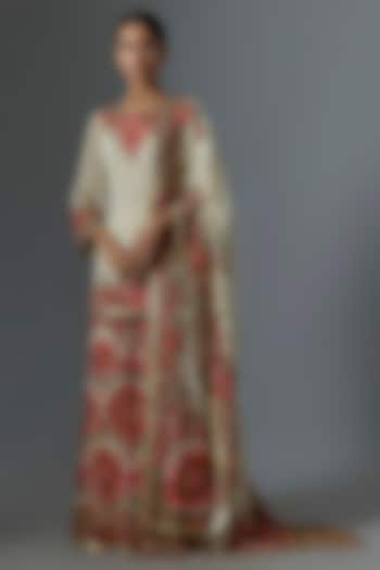 Ivory Chiffon Thread Work Gharara Set by Nakul Sen at Pernia's Pop Up Shop