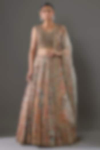 Ivory Chiffon Sequins Embroidered Bridal Lehenga Set by Nakul Sen at Pernia's Pop Up Shop