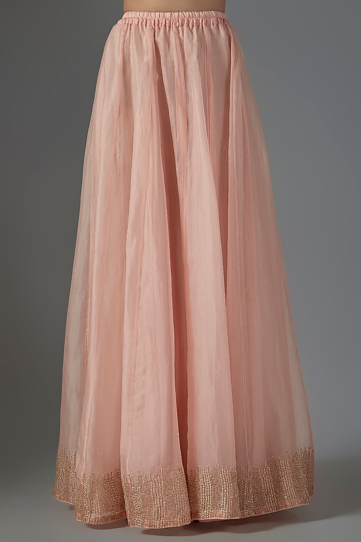 Blush Pink Chiffon Thread Embroidered Jacket Set by Nakul Sen at Pernia's Pop Up Shop