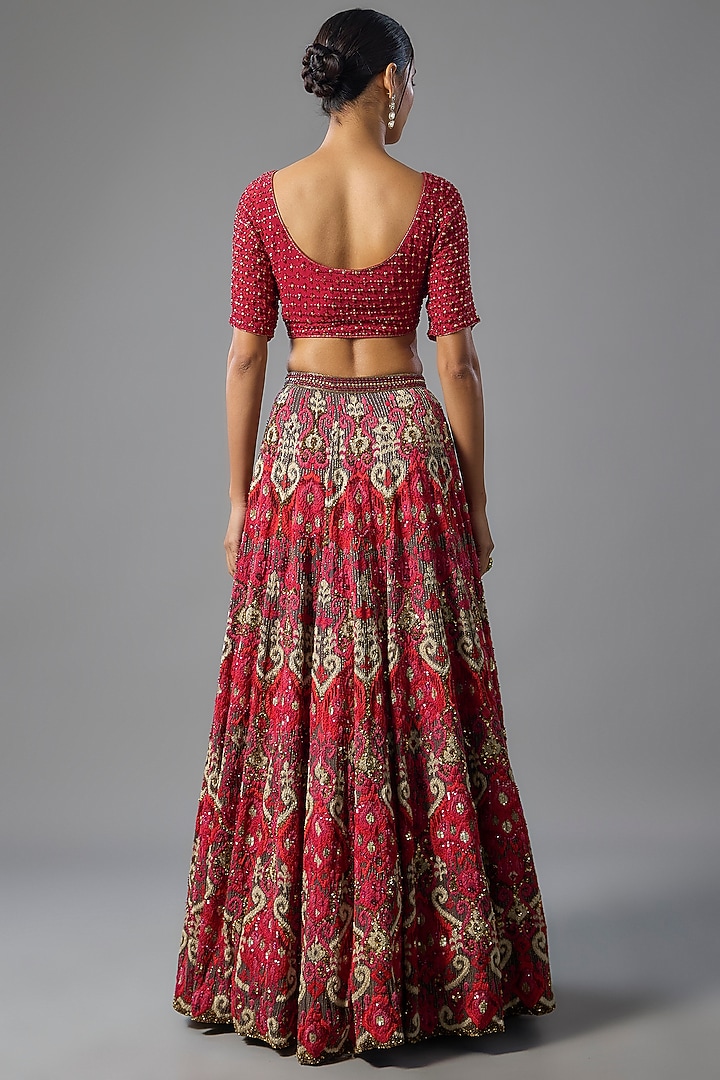 Red Chiffon Bridal Lehenga Set by Nakul Sen at Pernia's Pop Up Shop