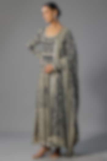 Navy Chiffon Bridal Anarkali Set by Nakul Sen at Pernia's Pop Up Shop