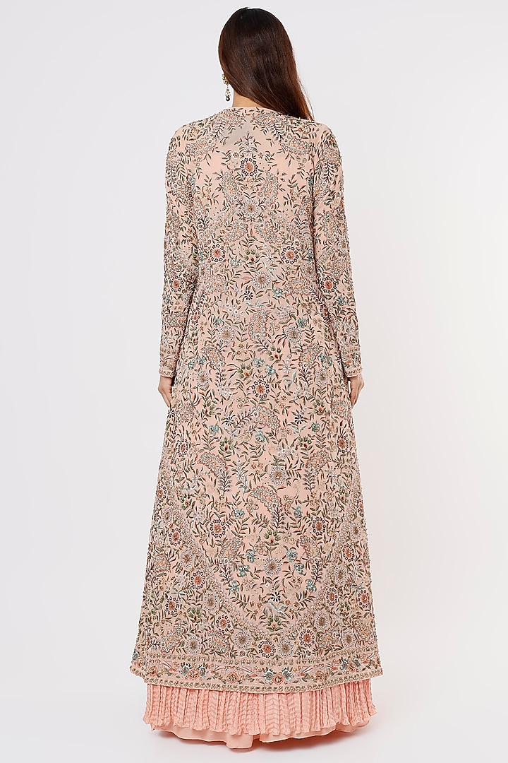 Blush Pink Silk Chiffon Jacket Set by Nakul Sen at Pernia's Pop Up Shop