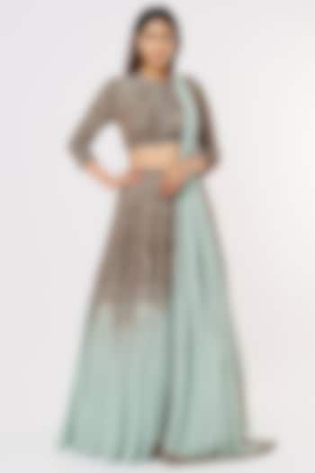 Porcelain Blue Bridal Lehenga Set With Sequins Work by Nakul Sen at Pernia's Pop Up Shop