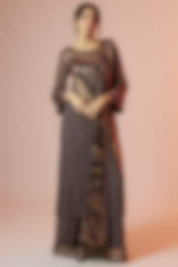 Charcoal Chiffon Embroidered Kurta Set by Nakul Sen at Pernia's Pop Up Shop