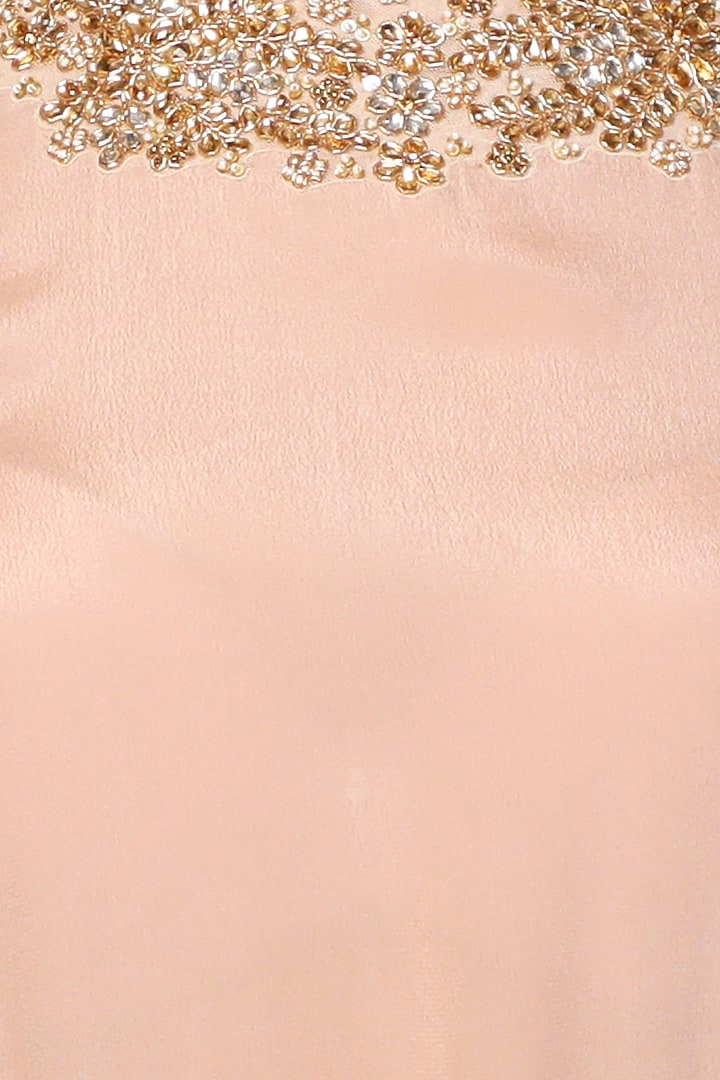 Blush Pink Embroidered Asymmetrical Tunic With Dhoti Pants by Nikasha at Pernia's Pop Up Shop