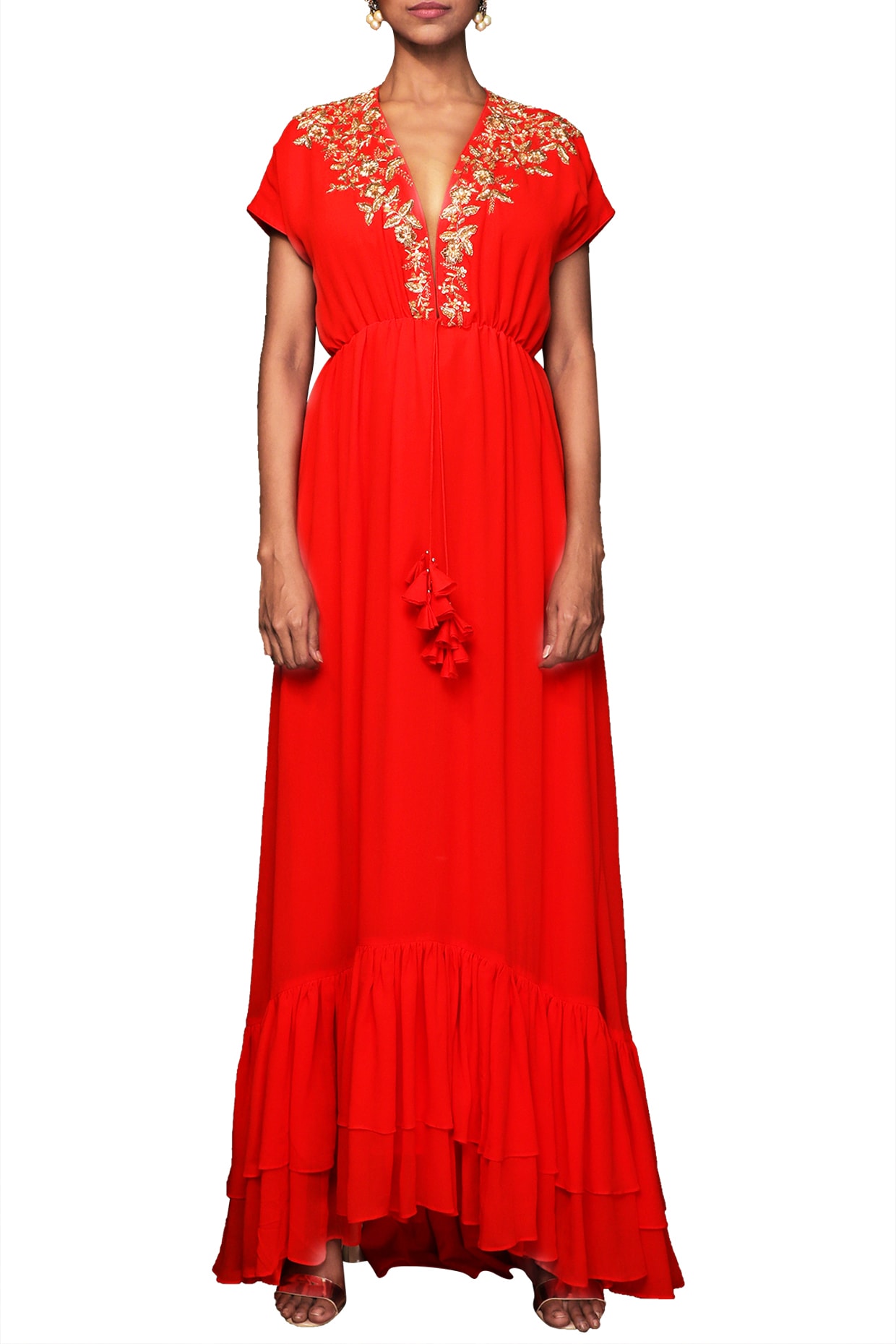 coral kaftan dress