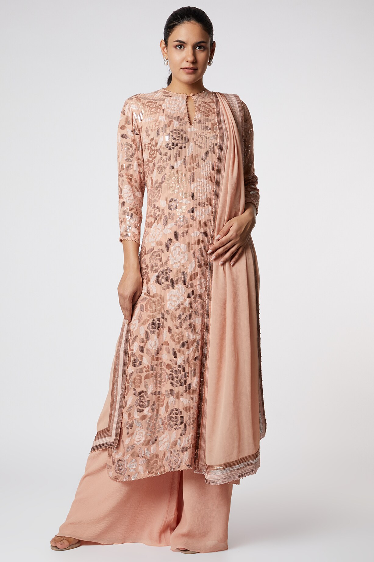 BLUSH PINK EMBROIDERED KURTA SET