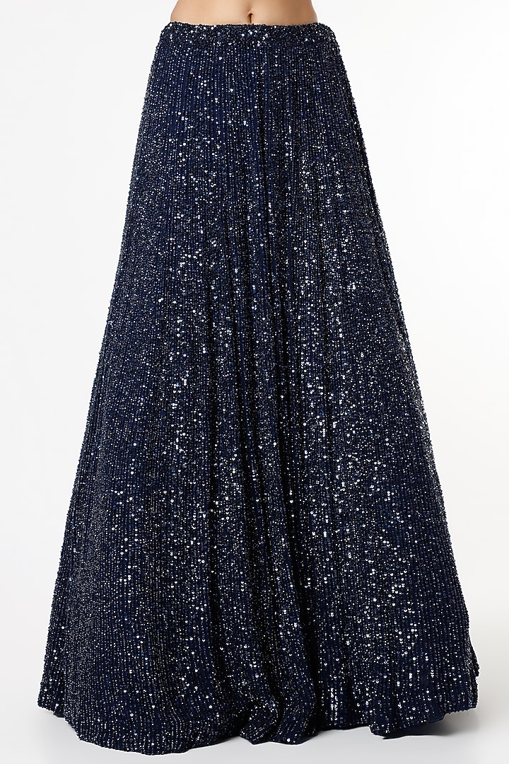 Navy Blue Sequins Embroidered Bridal Lehenga Set by Nakul Sen at Pernia's Pop Up Shop
