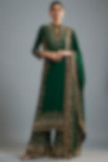 Emerald Chiffon Sequins Embroidered Kurta Set by Nakul Sen at Pernia's Pop Up Shop